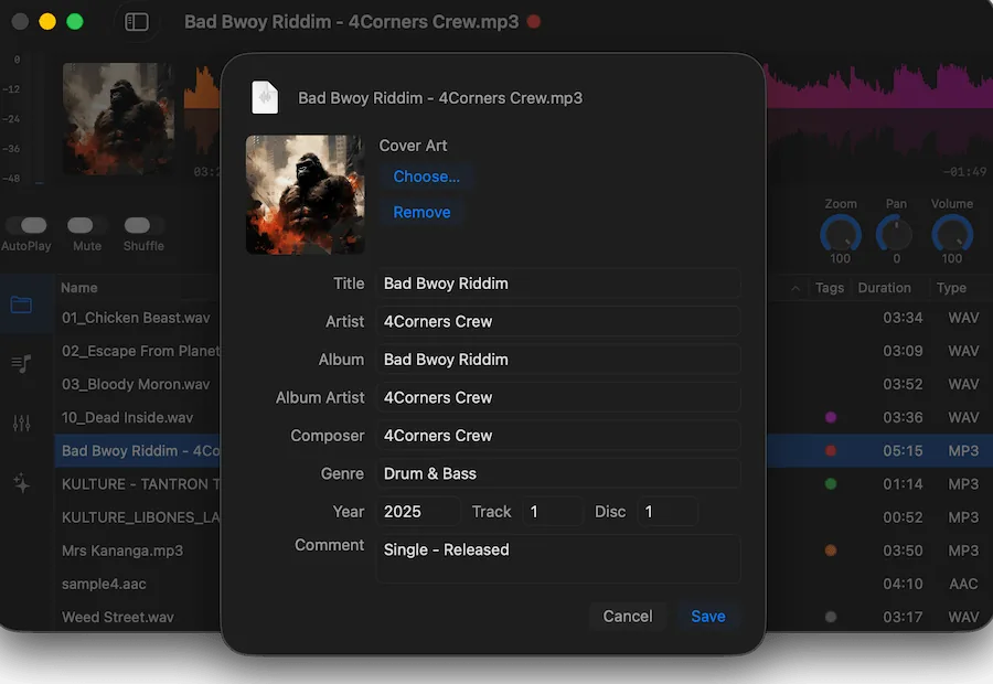 MP3-Tags bearbeiten auf dem Mac - ohne Extra-Software | Ampado Tag Editor