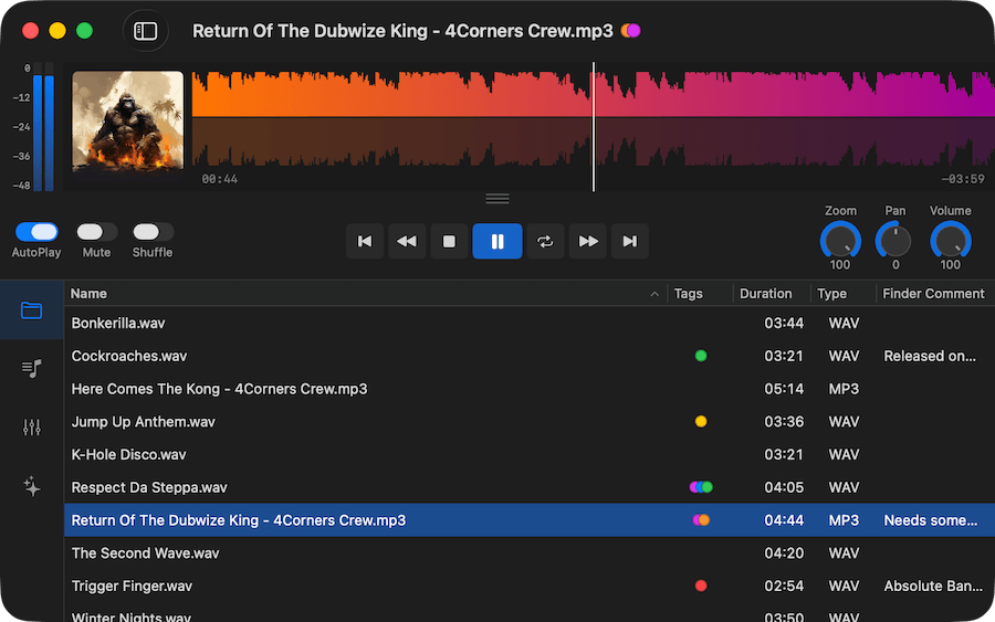 Ampado PRO Mac music player main window
